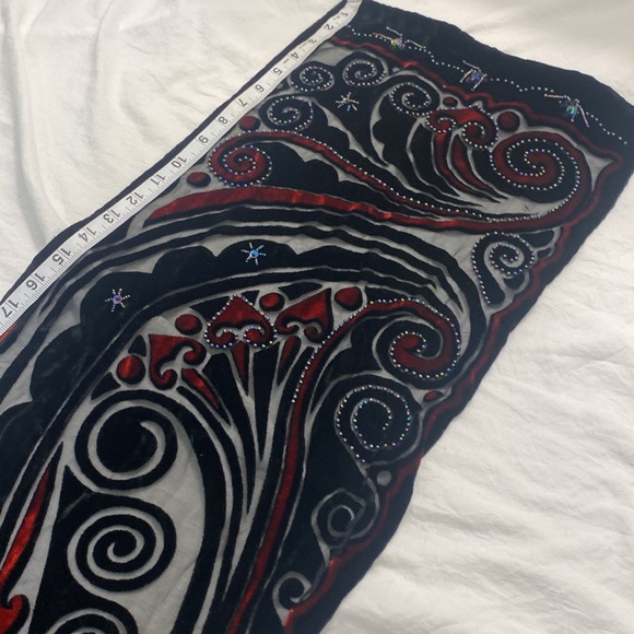 Vintage Scarf Stunning Women’s Velvet & Sheer Beaded Scarf - Picture 4 of 7